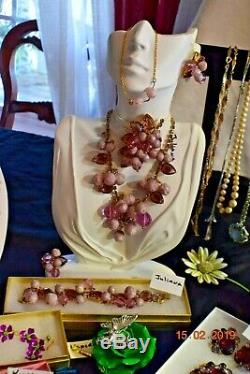 Huge Lot Vintage Rhinestone Purple Fun Beads & Flowers Parure 80+ More Sale! #17