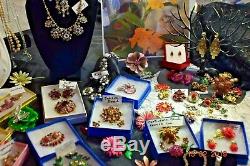 Huge Lot Vintage Rhinestone Purple Fun Beads & Flowers Parure 80+ More Sale! #17