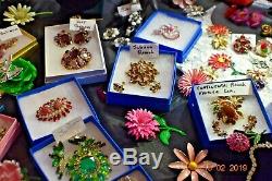 Huge Lot Vintage Rhinestone Purple Fun Beads & Flowers Parure 80+ More Sale! #17