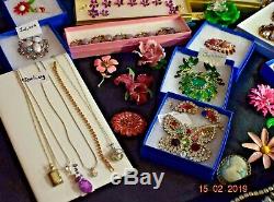 Huge Lot Vintage Rhinestone Purple Fun Beads & Flowers Parure 80+ More Sale! #17