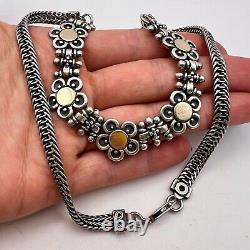 Huge Vintage Gilt Sterling Silver 925 Women's Jewelry Necklace Chain Signed 42gr