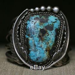 Huge Vintage Native American Navajo Turquoise Sterling Silver Cuff Bracelet 126g