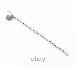 JUDITH JACK 925 Silver Vintage Marcasite Love Heart Chain Bracelet BT6005