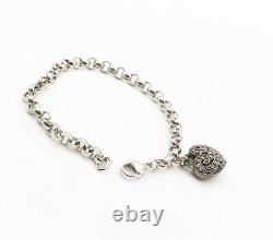 JUDITH JACK 925 Silver Vintage Marcasite Love Heart Chain Bracelet BT6005