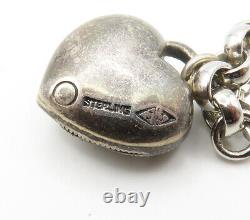 JUDITH JACK 925 Silver Vintage Marcasite Love Heart Chain Bracelet BT6005