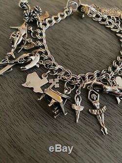 James Avery Vintage Silver Charms + Bracelet Texas Rainbow Heart Hand Piano