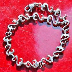 Jayne Seymour 925 sterling silver bracelet 7.5 open hearts vintage 13.2gr jwbr