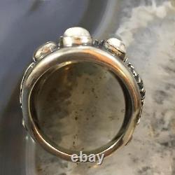 Jody Naranjo Vintage Sterling Silver Howlite & Symbols Decorated Ring For Women