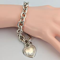 Judith Ripka Sterling Silver Heart Charm Link Vintage Bracelet 50 Grams 7.5