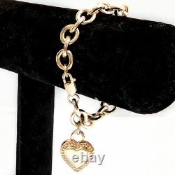 Judith Ripka Sterling Silver Heart Charm Link Vintage Bracelet 50 Grams 7.5