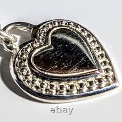 Judith Ripka Sterling Silver Heart Charm Link Vintage Bracelet 50 Grams 7.5