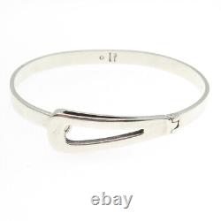 KEISER 925 Sterling Silver Vintage Modernist Hinged Bangle Bracelet 7.5