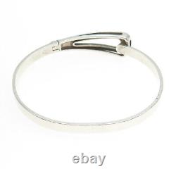 KEISER 925 Sterling Silver Vintage Modernist Hinged Bangle Bracelet 7.5