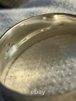 LOIS HILL RARE Vintage 2 Tone Sterling Cuff Bracelet LH Signature Scroll Design