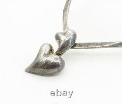 LOS BALESTEROS 925 Silver Vintage Oxidized Love Heart Collar Necklace NE1630