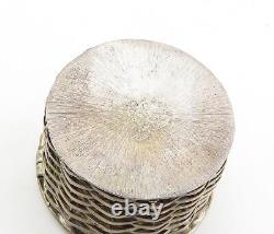 LOS BALLESTEROS 925 Sterling Silver Vintage Basket Pill Box (OPENS) TR1580