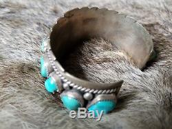 LOW AS I CAN GO Vintage OLD PAWN Sterling Silver NAVAJO TURQUOISE Cuff BRACELET