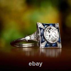 Lab-Created 2CT Diamond Vintage Art Deco Engagement Ring 14K White Gold Finish