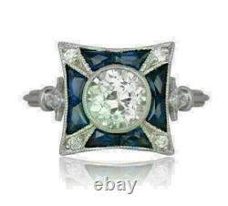 Lab-Created 2CT Diamond Vintage Art Deco Engagement Ring 14K White Gold Finish