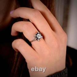 Lab-Created 2CT Diamond Vintage Art Deco Engagement Ring 14K White Gold Finish