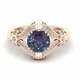 Lab Created 3ct Round Alexandrite Halo Wadding Ring 14k Rose Gold Silver Plated