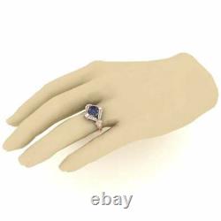 Lab Created 3Ct Round Alexandrite Halo Wadding Ring 14K Rose Gold Silver Plated