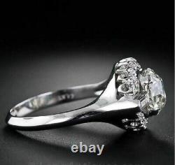 Lab Created 925 Sterling Silver 3.90 CT White CZ Sapphire Vintage 1 Stone Ring