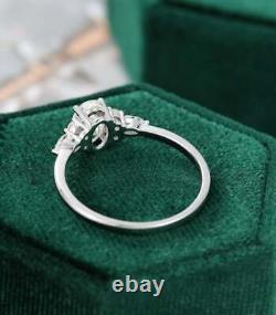 Lab Created Oval engagement Wedding ring vintage unique Cluster Diamond silver