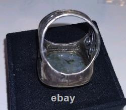 Labradorite 925 Silver Israel PZ Size 7 Handcrafted Vintage