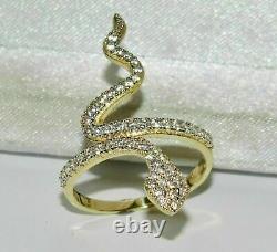 Large Snake Ring in 14K Yellow Gold Finish 4ct Round Cut Lab Created Diamond