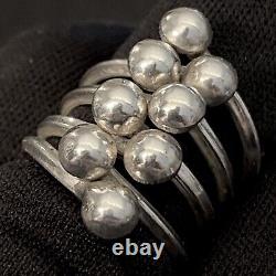 Large Sturdy Vintage Estate Sterling Silver Modernist Top Bypass Band Ring 5.5