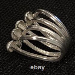 Large Sturdy Vintage Estate Sterling Silver Modernist Top Bypass Band Ring 5.5