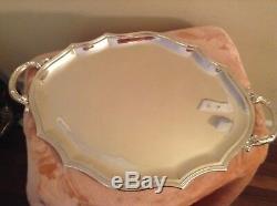 Large Vintage 22 1\4 Sterling Silver Tea/serving Tray With Handles. Excellent