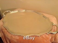 Large Vintage 22 1\4 Sterling Silver Tea/serving Tray With Handles. Excellent