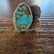 Large Vintage Native American Navajo Sterling Silver Turquoise Ring Size 8