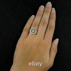 Leaves Navette Shape Vintage Art Deco Ring 14K White Gold Over 2.01 Ct Diamond