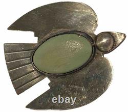 M P B Sterling Silver Beaded Vintage Artisan Bird Figure Sculptural Brooch Pin