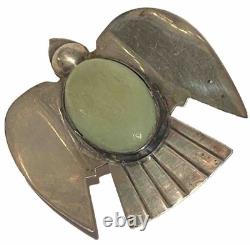 M P B Sterling Silver Beaded Vintage Artisan Bird Figure Sculptural Brooch Pin