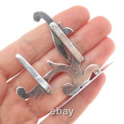 MARICELA 925 Sterling Silver Vintage Mexico Modernist Floral Place Card Holder