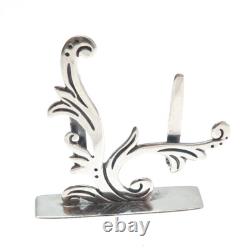 MARICELA 925 Sterling Silver Vintage Mexico Modernist Floral Place Card Holder