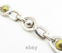 MEXICO 925 Silver Vintage Shiny Two Tone Infinity Link Chain Bracelet BT3998