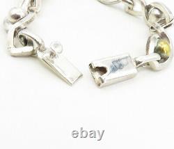 MEXICO 925 Silver Vintage Shiny Two Tone Infinity Link Chain Bracelet BT3998