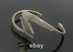 MEXICO 925 Silver Vintage Smooth Modernist Design Cuff Bracelet BT4689