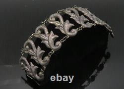 MEXICO 925 Sterling Silver Vintage Antique Floral Swirl Chain Bracelet- BT8054