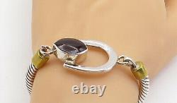MEXICO 925 Sterling Silver Vintage Black Onyx Hook Bangle Bracelet BT2978