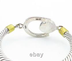 MEXICO 925 Sterling Silver Vintage Black Onyx Hook Bangle Bracelet BT2978