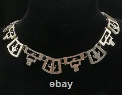 MEXICO 925 Sterling Silver Vintage Cutout Design Shiny Chain Necklace NE1552