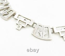 MEXICO 925 Sterling Silver Vintage Cutout Design Shiny Chain Necklace NE1552