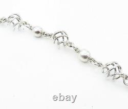 MEXICO 925 Sterling Silver Vintage Shiny Cage Sphere Chain Necklace NE1408