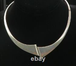 MEXICO 925 Sterling Silver Vintage Shiny Polished Collar Necklace NE1492